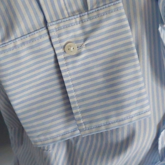 NWT Banana Republic tailored ruffled blouse, blue/white striped, 14 - Picture 4 of 9